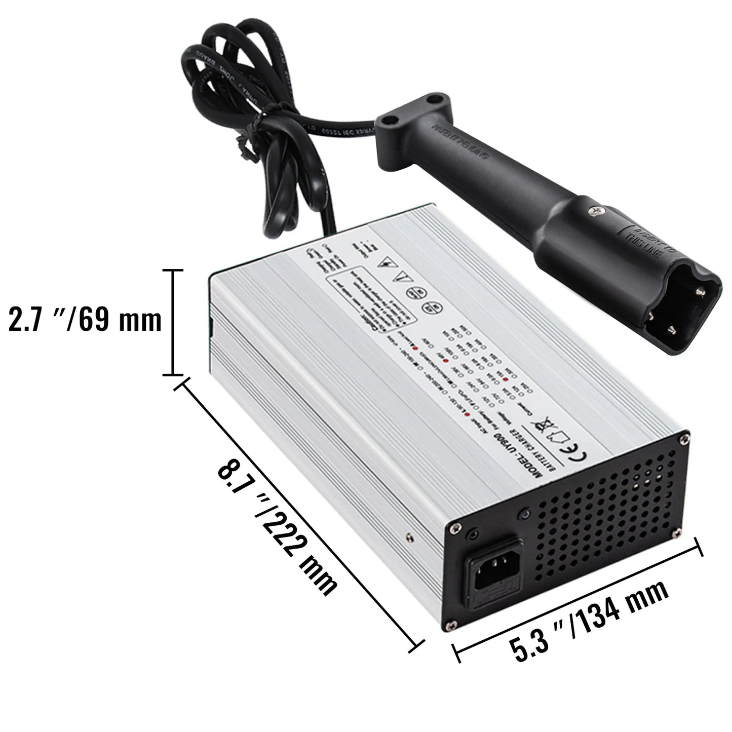 VEVOR 36V 18A / 48V 15A Golf Cart Battery Charger for Charging Lead Acid and Silicon Type Batteries 3 Pin Plug Splayed Plug LED