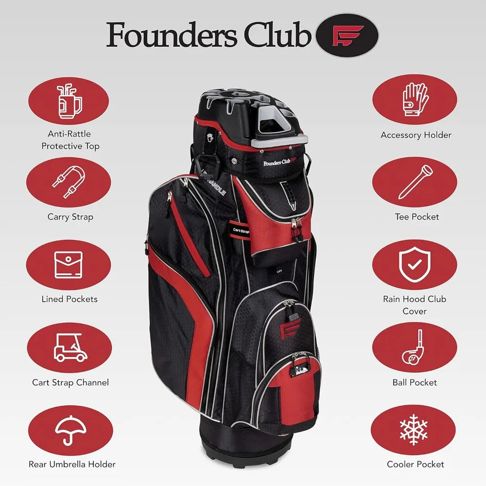 Founders Club Premium Cart Bag with 14 Way Organizer Divider Top