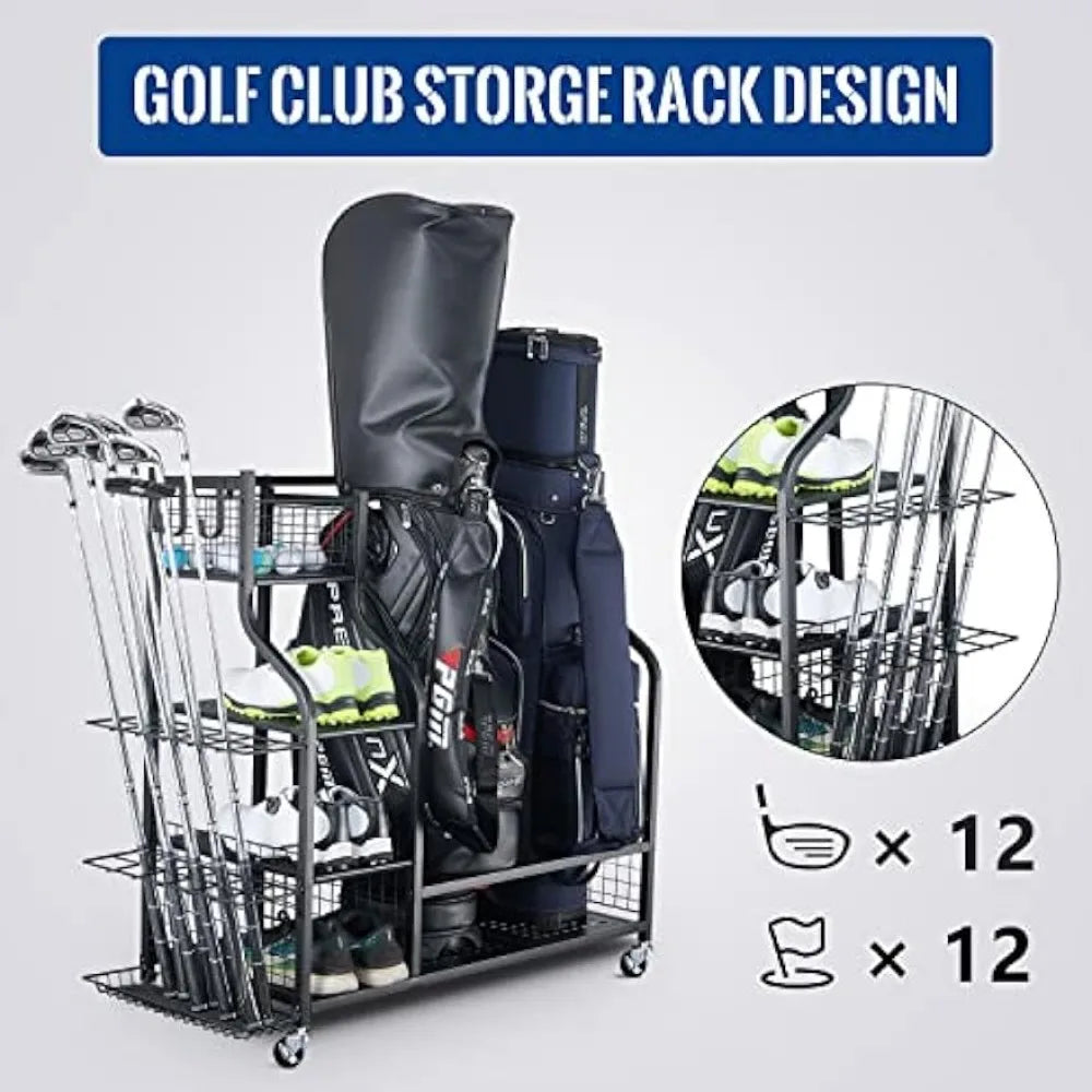 Golf Equipment & Accessories Organizer Rack for Storage