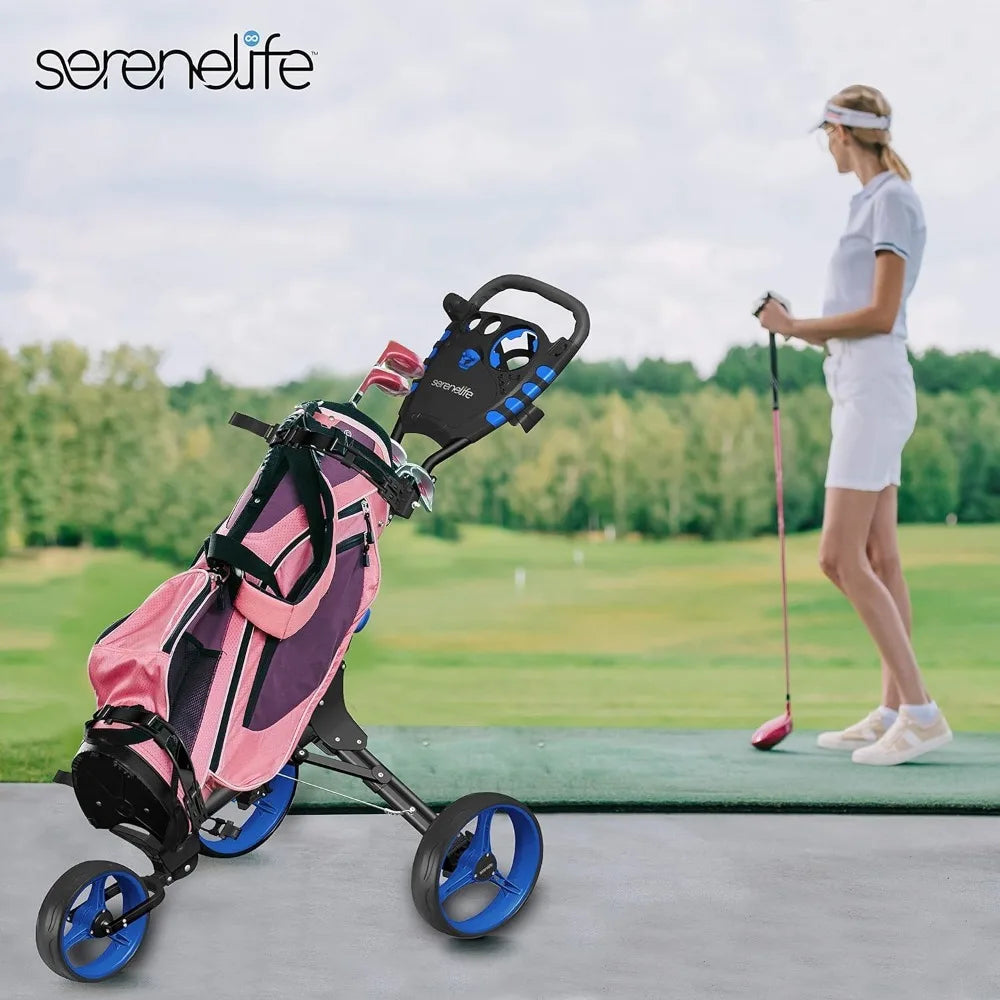 Lightweight Folding Golf Bag Holder Push Cart