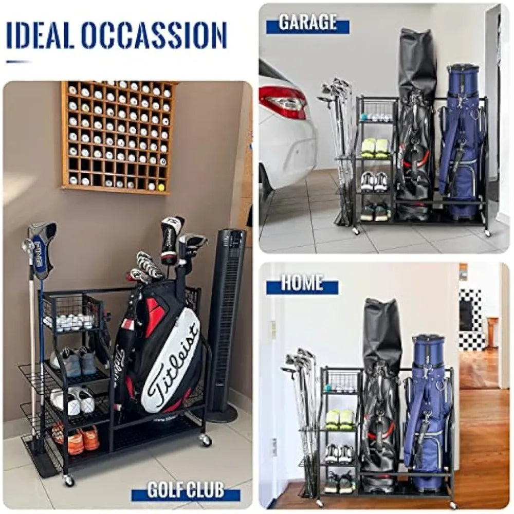 Golf Equipment & Accessories Organizer Rack for Storage
