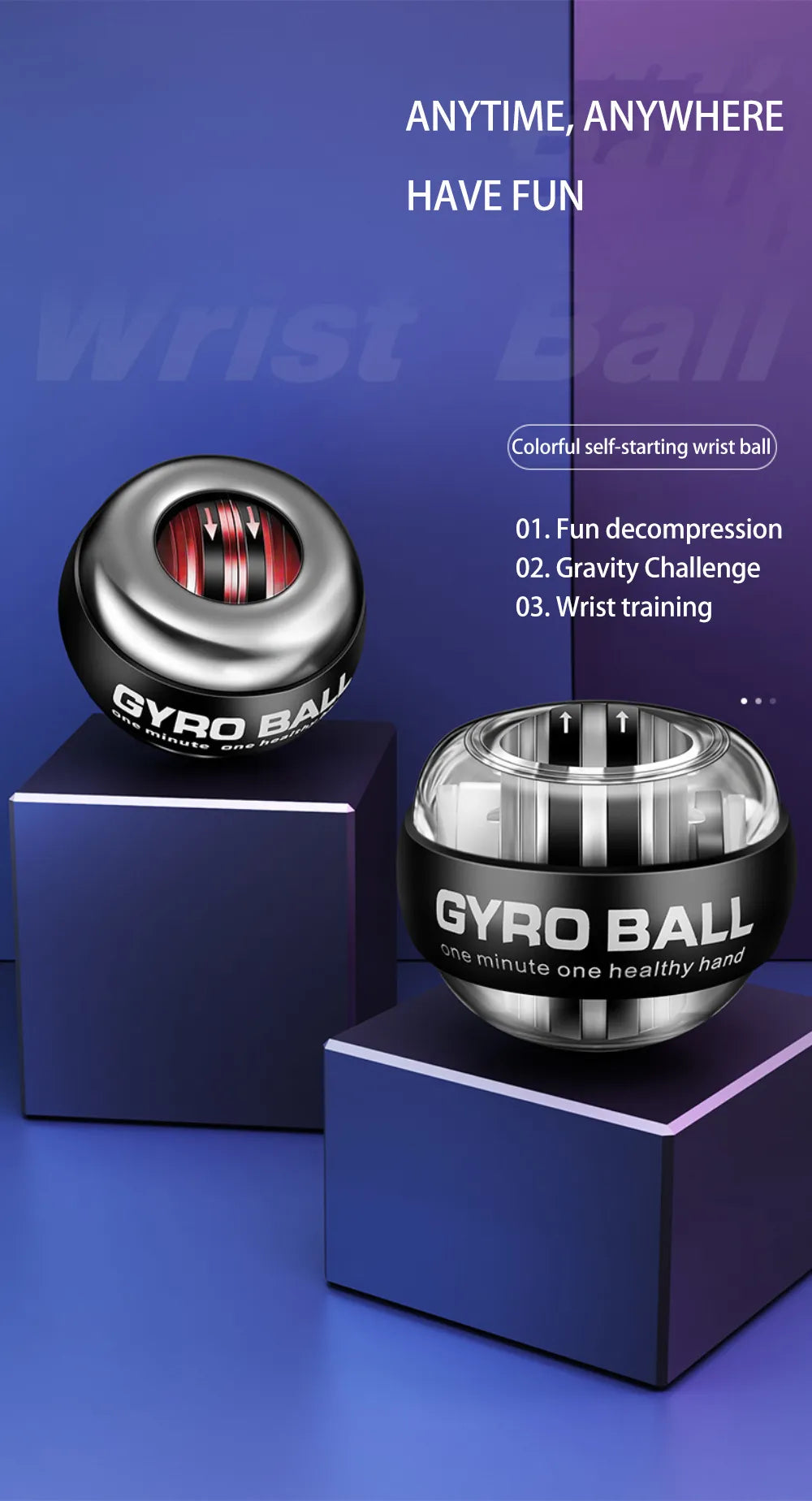 Stainless Steel Auto Start Gyro-Powered Exercise Ball
