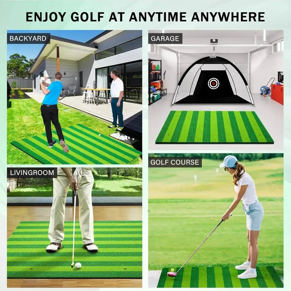 5x4ft Thickened Indoor Outdoor Golf Hitting Mat with Stripe Guide Alignment