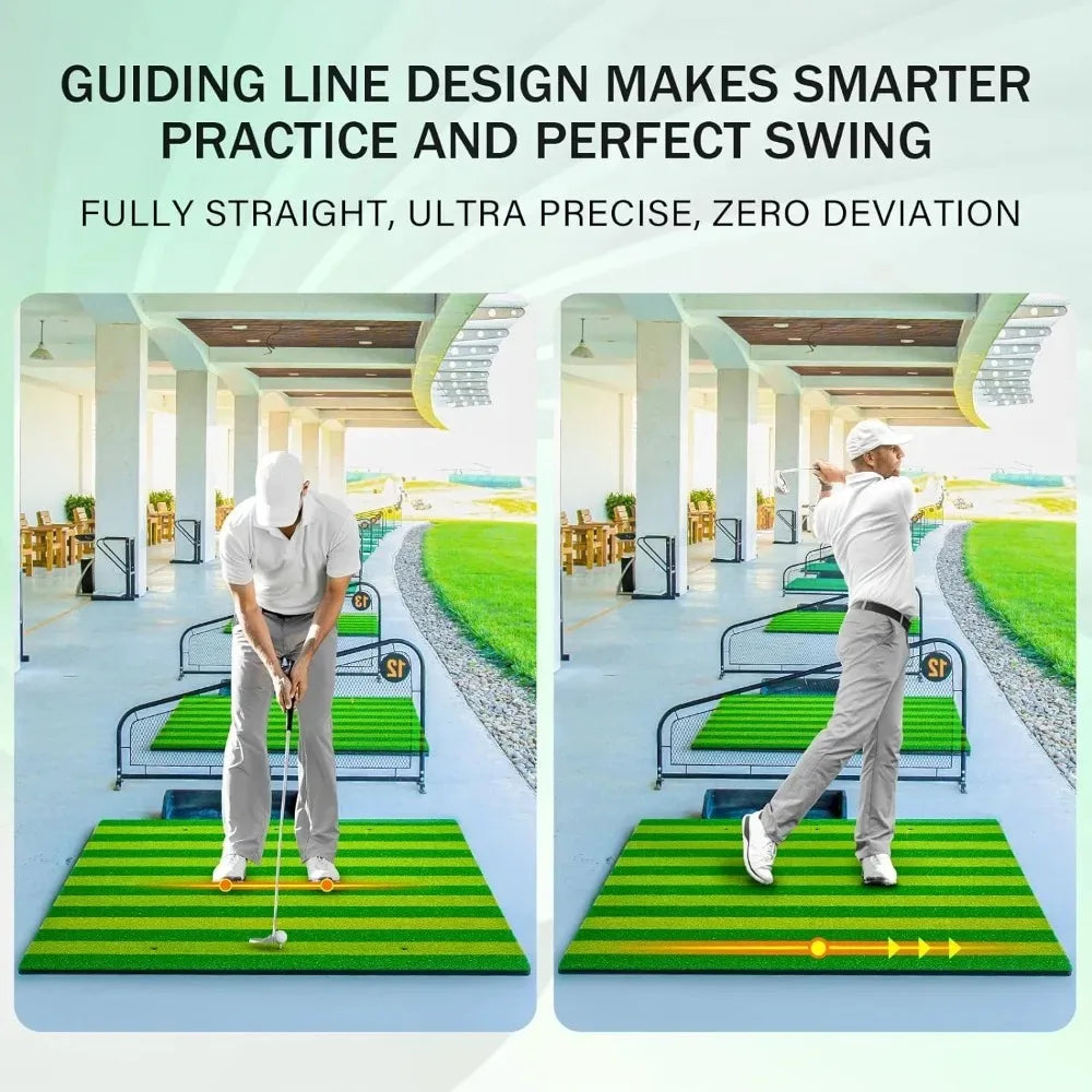 5x4ft Thickened Indoor Outdoor Golf Hitting Mat with Stripe Guide Alignment